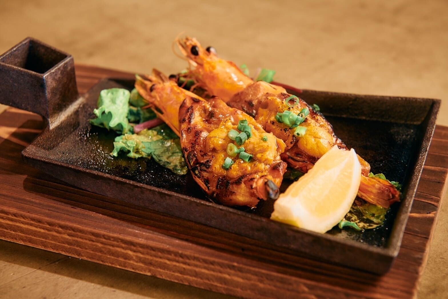 天使の海老のウニ味噌焼き