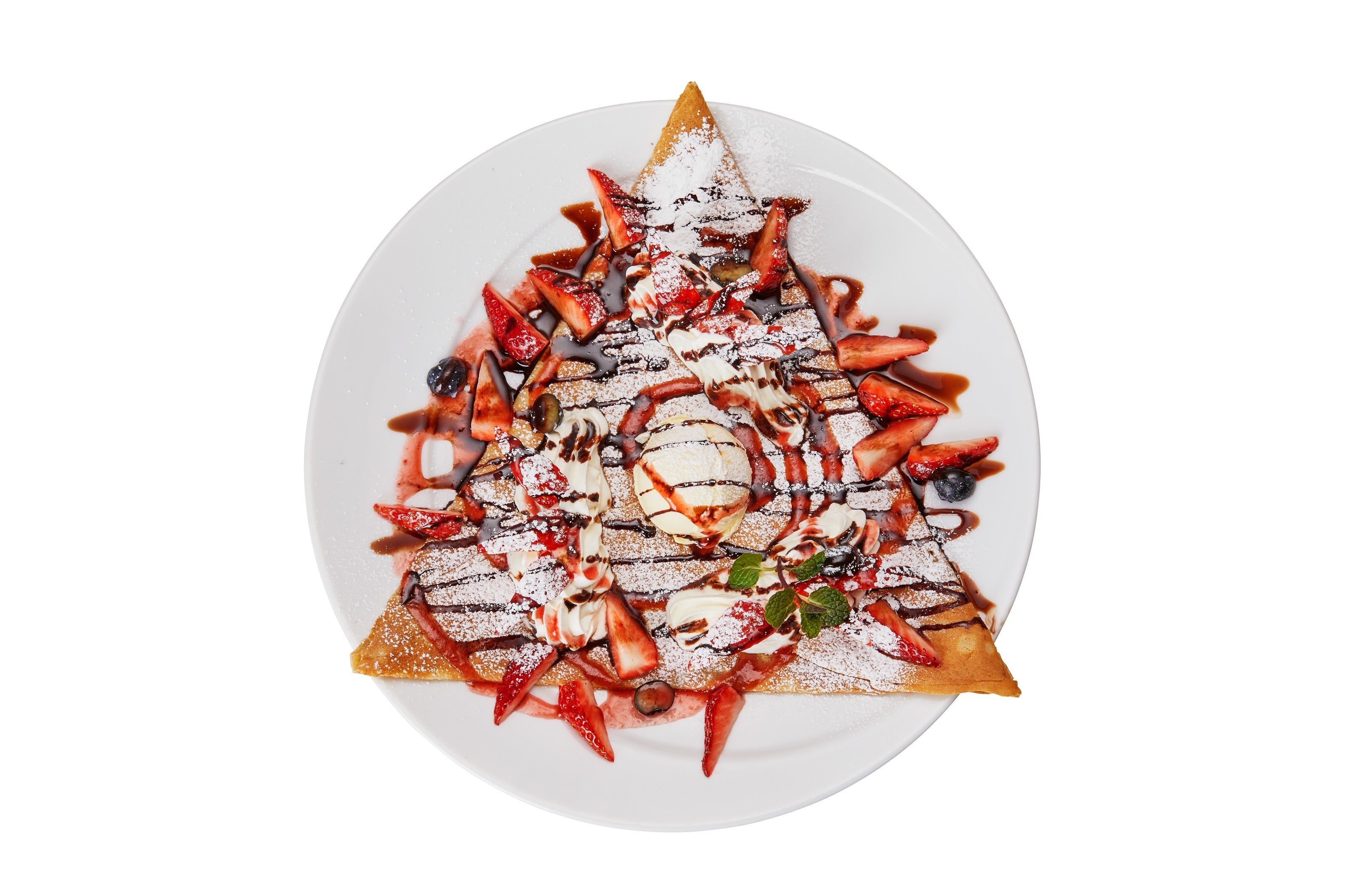 ストロベリーのクレープ-チョコレートとストロベリーの2種ソース-