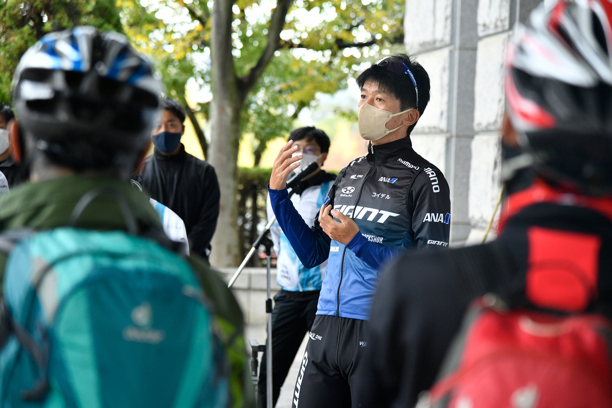 プロサイクリスト・門田基志さんによる安全講習の様子