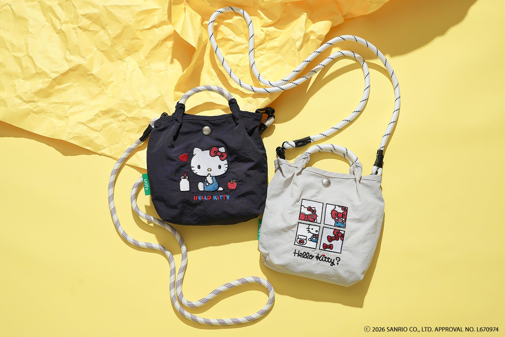 再入荷分も完売！WEB限定で予約販売スタート【ハローキティ】繊細な刺繍が映える、大人かわいい2WAYミニショルダーバッグ。斜め掛け＆ミニトートで楽しめる上品デザイン