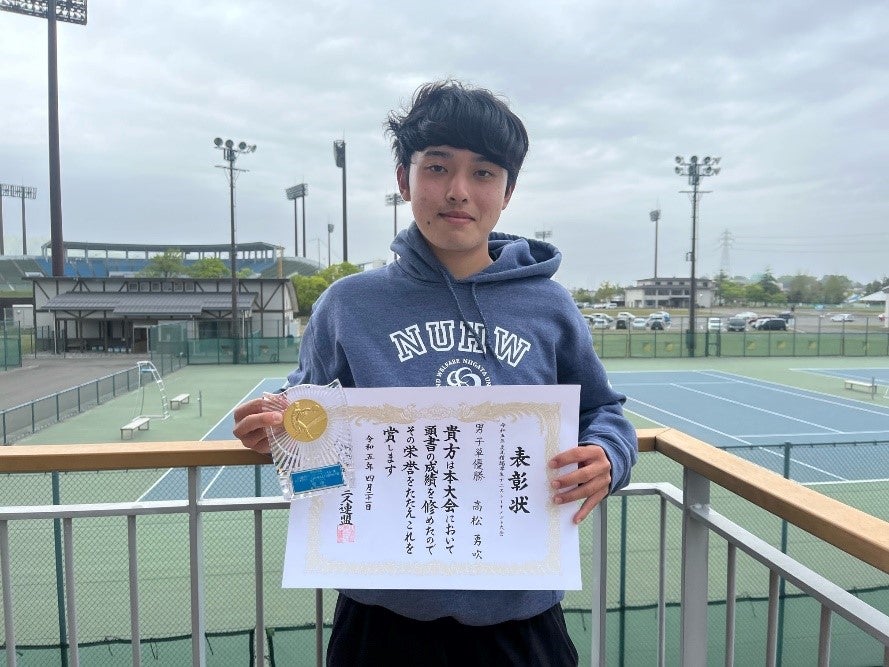 男子シングルス　優勝 高松勇吹選手(健康スポーツ学科1年／前橋東高校出身)