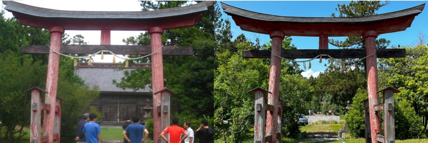 ■鳥居越しの二宮神社（左：2020年撮影 右：2024年撮影）
