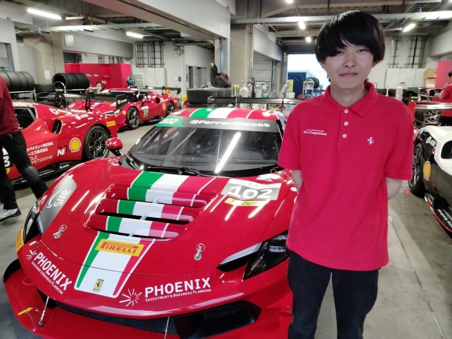 「Ferrari Challenge JAPAN 2025」のインターンシップに参加した専門学校 新潟国際自動車大学校の学生