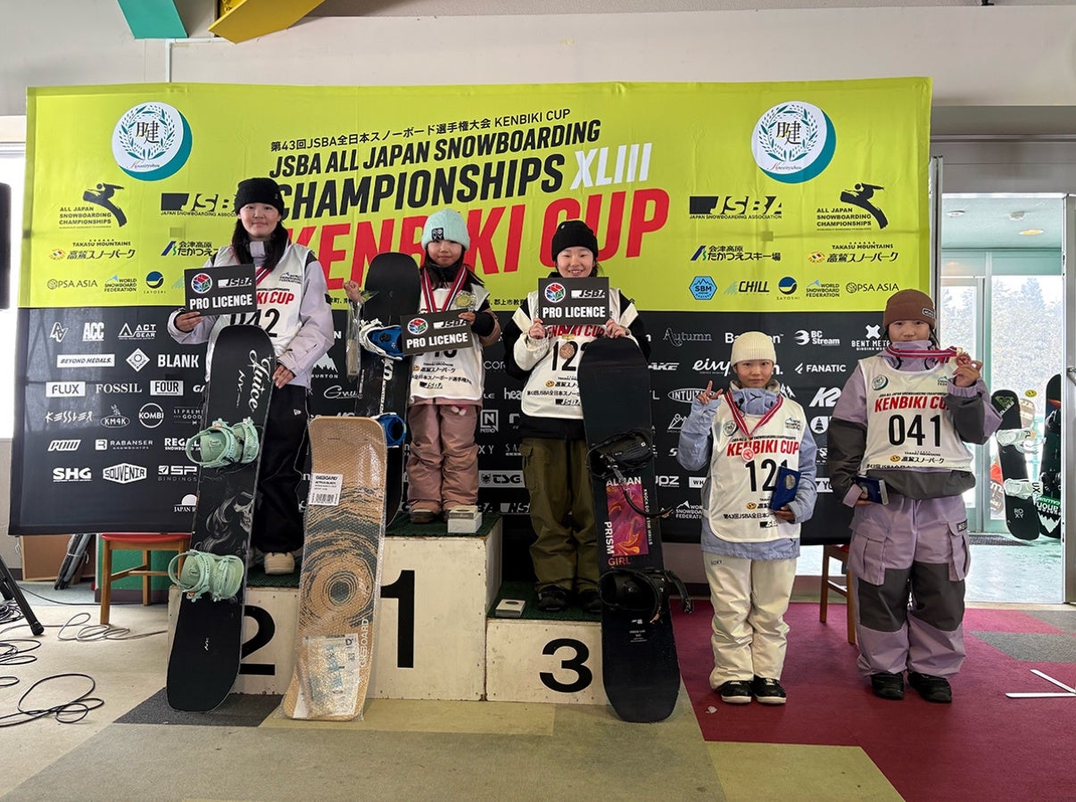 第43回全日本スノーボード選手権大会ハーフパイプ種目の表彰台