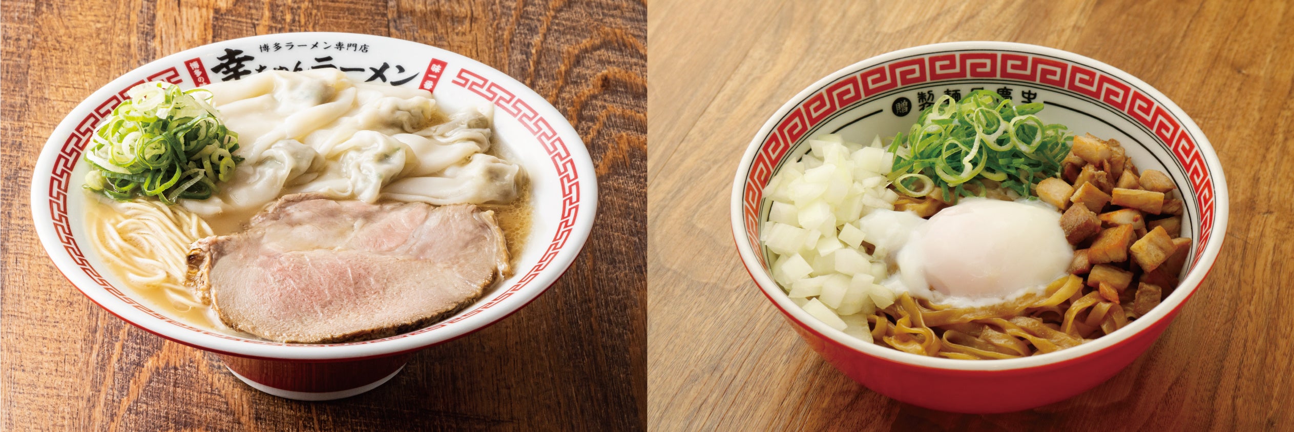 (左)ワンタンメン、(右)油そば