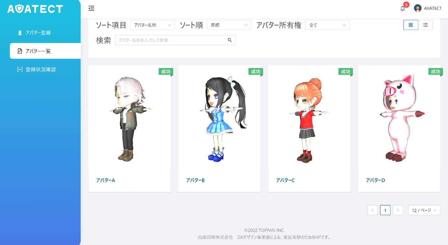  今回の実証実験で生成されるアバターのイメージ
