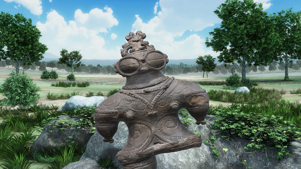 キャラクター「シャコちゃん」登場の様子 VR作品『DOGU 美のはじまり』  監修:東京国立博物館 制作:凸版印刷株式会社