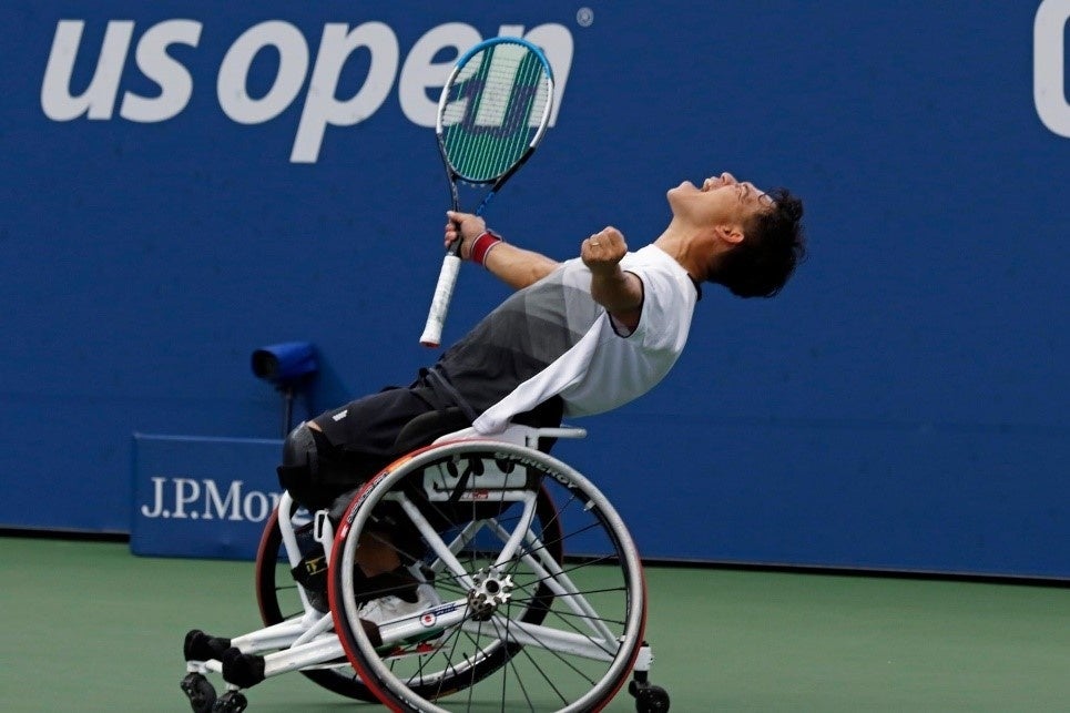 優勝した瞬間の眞田選手