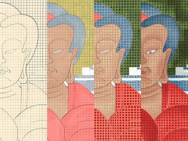 中国画　紙本大幅　十八羅漢図1984年春【甲　子】制作された物と思料 中国画 紙本大幅 十八羅漢図1984年春【甲 子】制作された物と