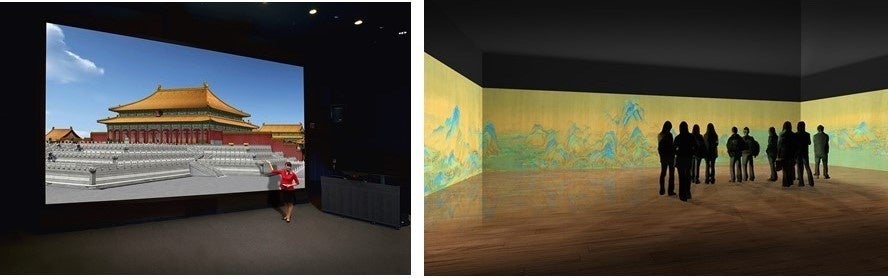 左:『故宮VR 紫禁城・天子の宮殿 TNM & TOPPAN ミュージアムシアター編』 製作・著作:故宮博物院/凸版印刷株式会社 TNM & TOPPAN ミュージアムシアター編 監修:故宮博物院/東京国立博物館/文化財活用センター 右:日中国交正常化50