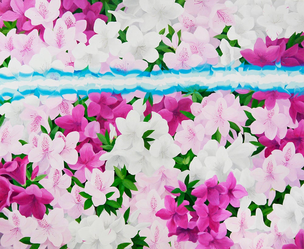 人間は線を引く 躑躅 (People Draw a Line Rhododendron), oil on canvas, 652×803mm, 2023