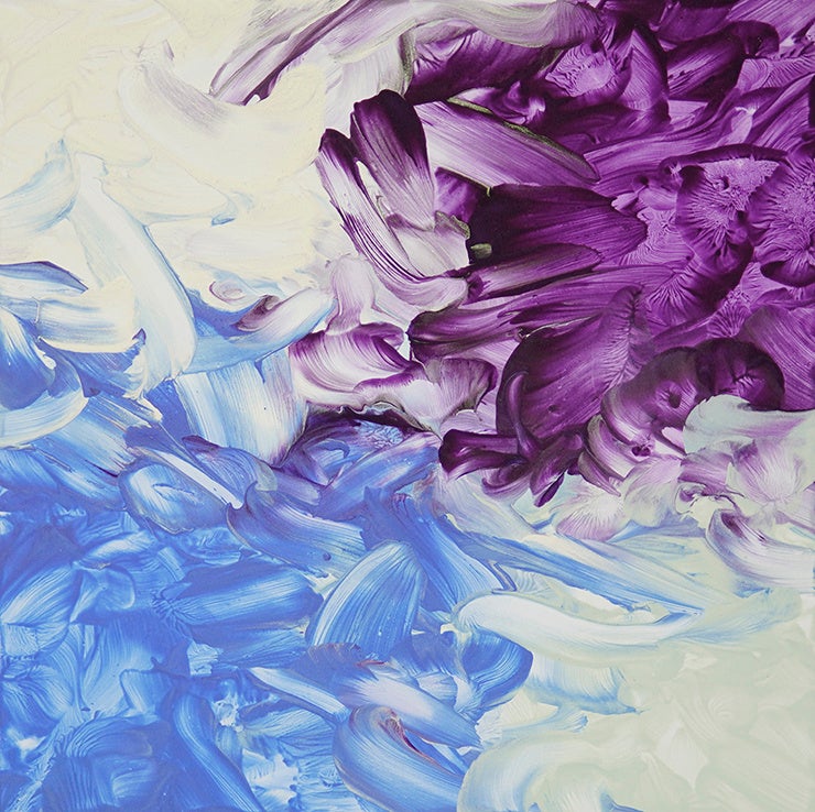 四肢の交響曲 パールホワイトヴァイオレットブルー, 顔料, 練り込みテンペラ,木パネル , 490×490mm, 2023