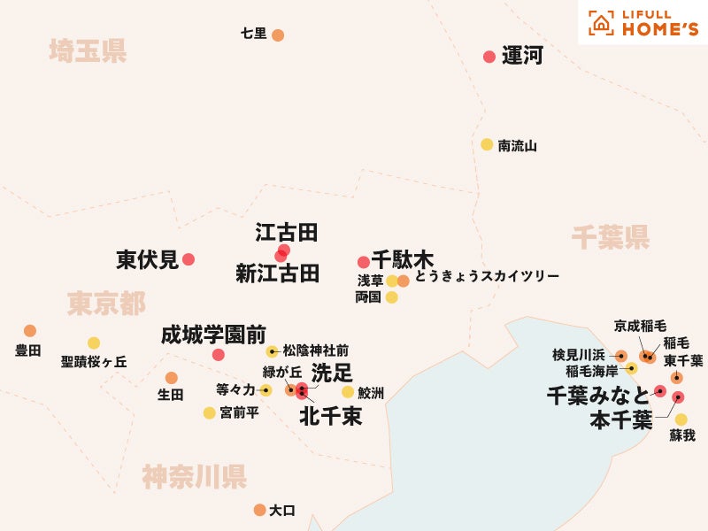 ランキングマップ（1～10位→赤、11～20位→オレンジ、21～30位→黄色）