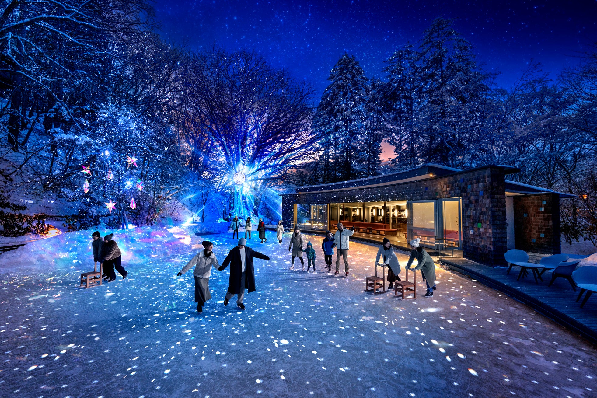 【軽井沢星野エリア】森と光が織りなす"没入型"スケート体験「スターダスト・アイスリンク」を開催!