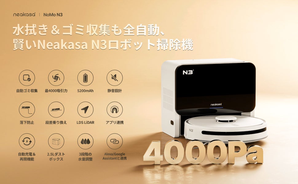 新製品発売のお知らせ】Neakasa N3ロボット掃除機が発売開始!最高