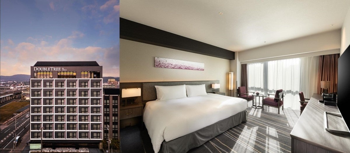 ホテル外観（左）、キングエグゼクティブルーム（右）