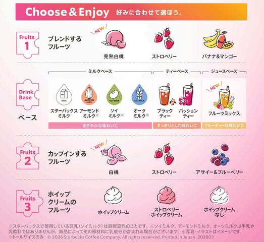 『My フルーツ³ フラペチーノ® 完熟白桃』が3月18日(水)より登場! 熟した白桃の贅沢な味わい広がる、カスタマイズ型フローズンフルーツ ...