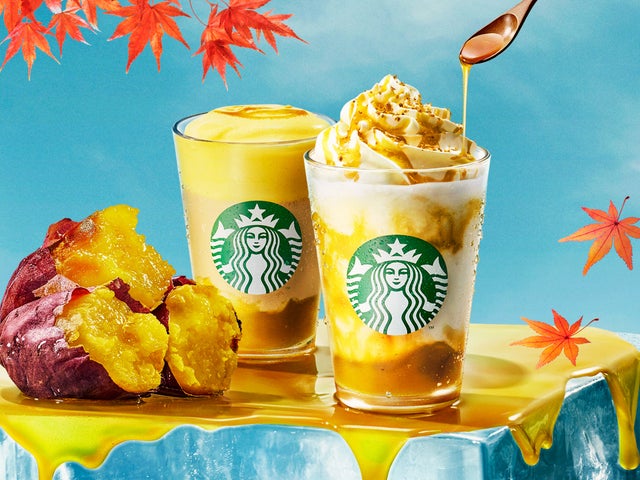 『とろり蜜芋 紅はるか フラペチーノ®』『とろり蜜芋 紅はるか ムース ティー ラテ』
