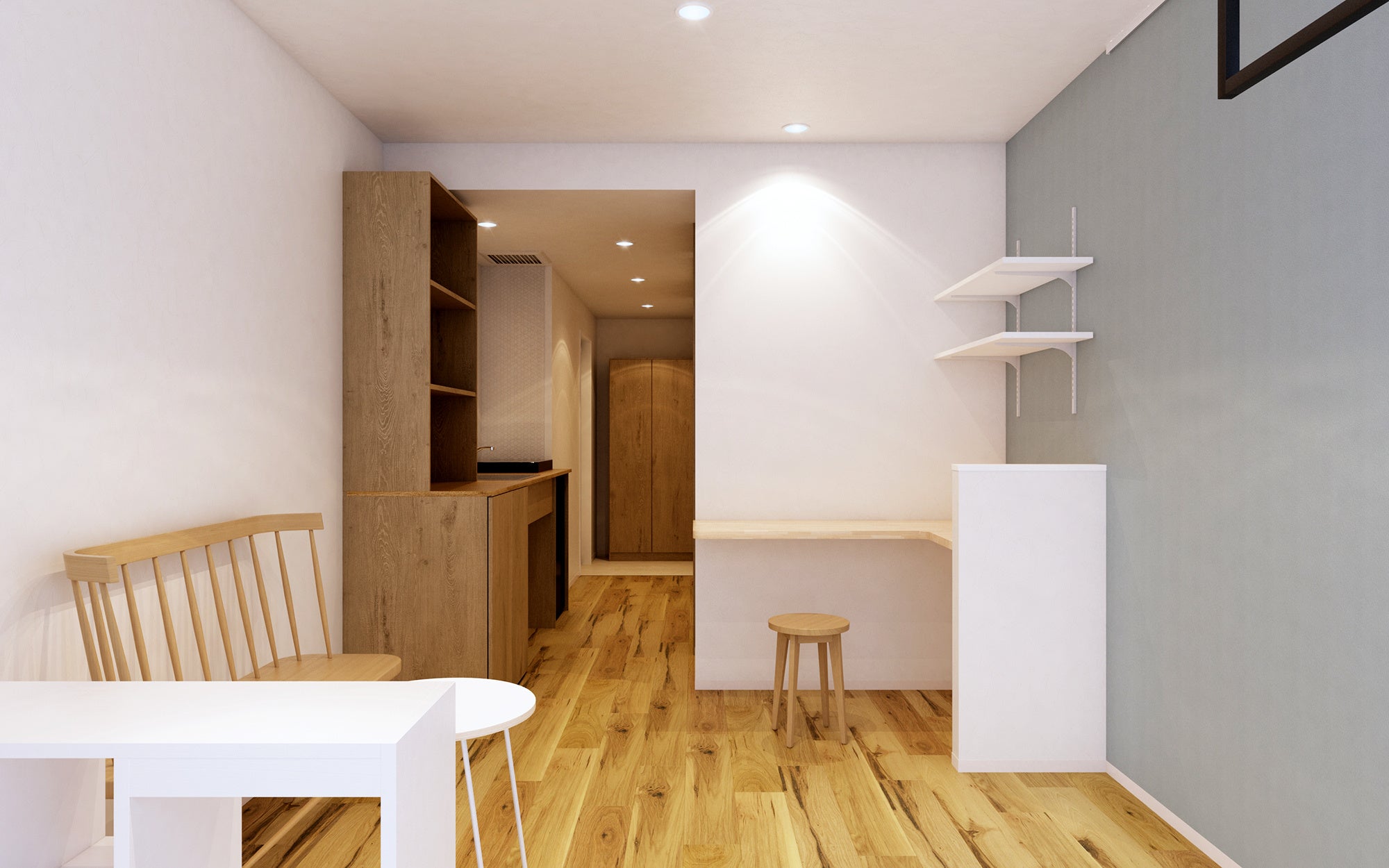 スツールやデスクなど家具付き