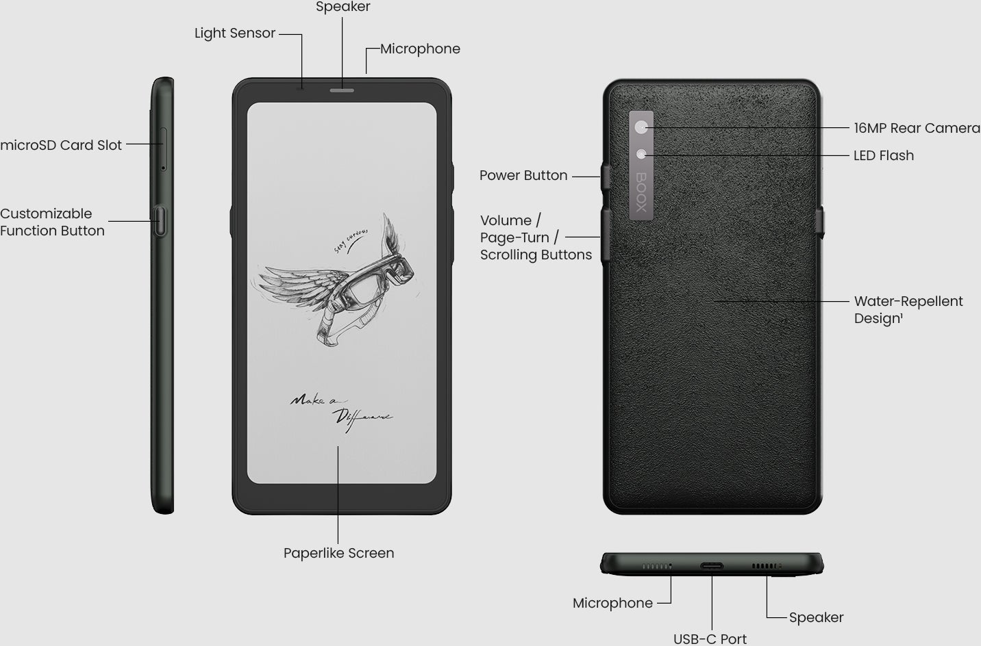 BOOX Palma 6インチ black スマートフォンライクな6インチ電子ペーパー搭載Android