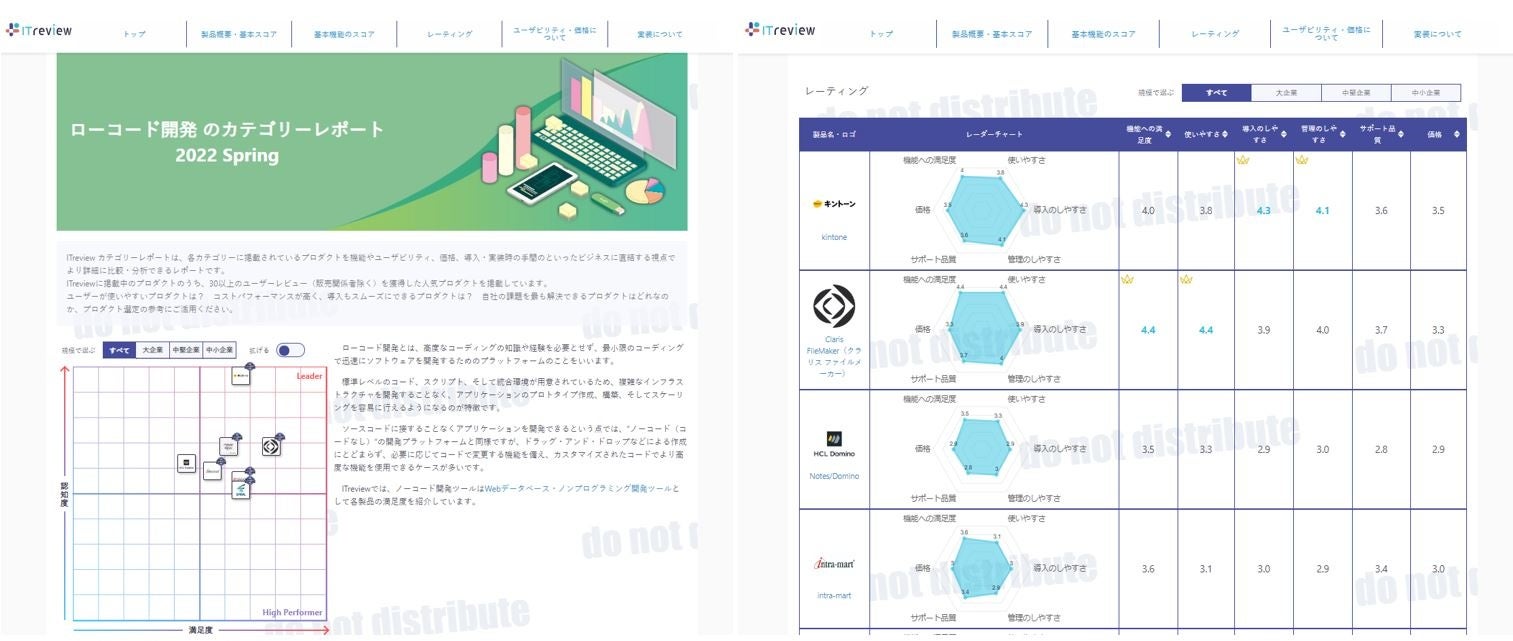 ​ローコード開発のカテゴリーレポート