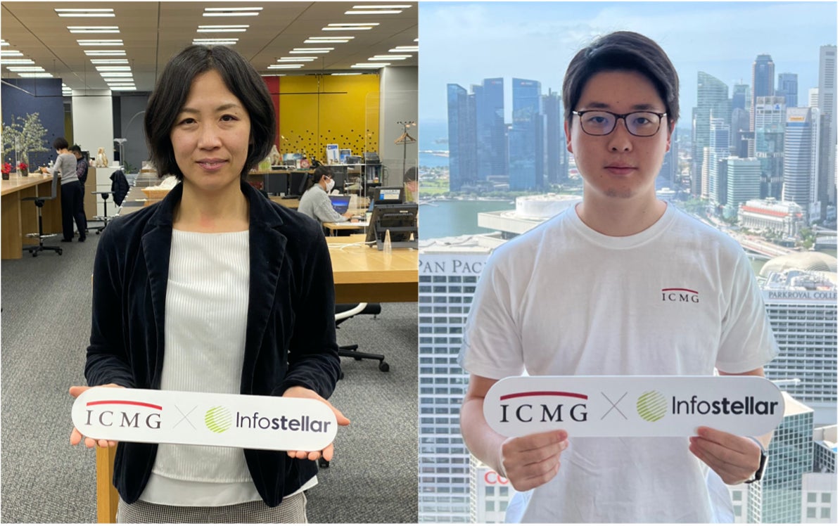 左からインフォステラ代表取締役 倉原直美氏(ICMG丸の内オフィスにて)、ICMG Partners代表取締役 舩橋元(ICMGシンガポールオフィスにて)