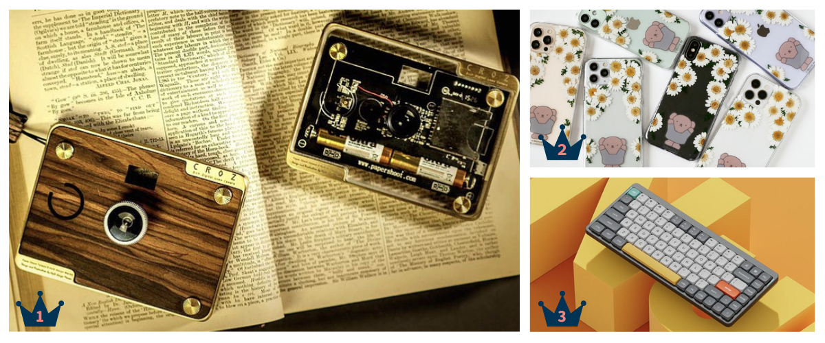 【第1位】PaperShoot（ペーパーシュート）／台湾、【第2位】schaf（シャーフ）／日本、【第3位】NuPhy／中国