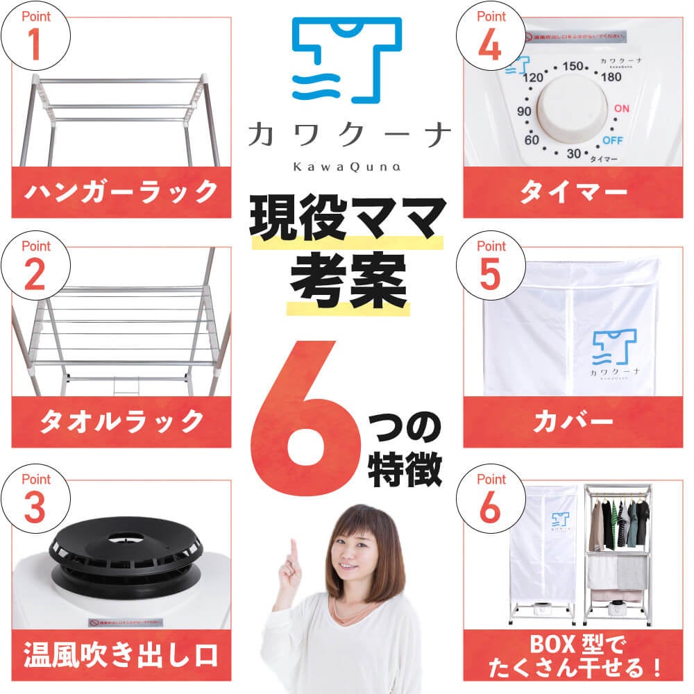 衣類乾燥機 カワクーナ KQ-002BW 箱型 取扱説明書付き 部屋干しの神アイテム！現役ママが考案！】組み立て簡単＆省