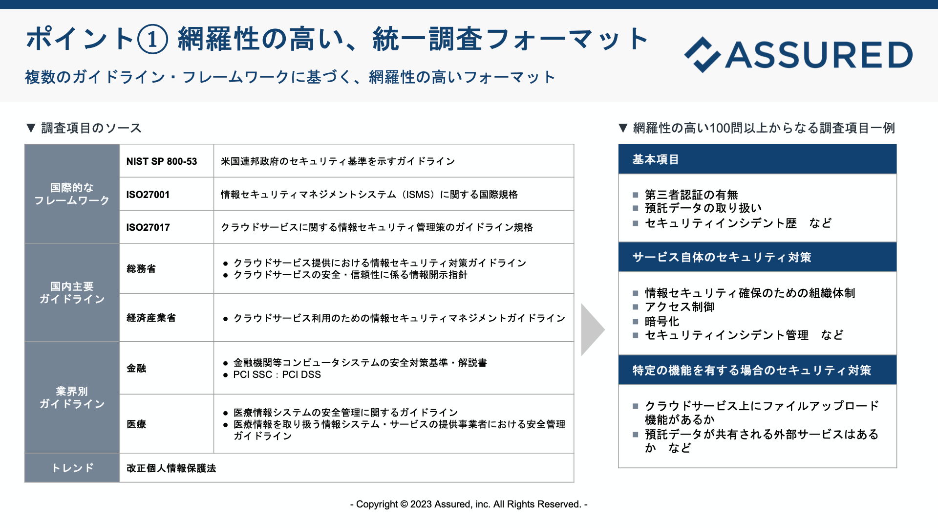 Assuredの評価項目概要