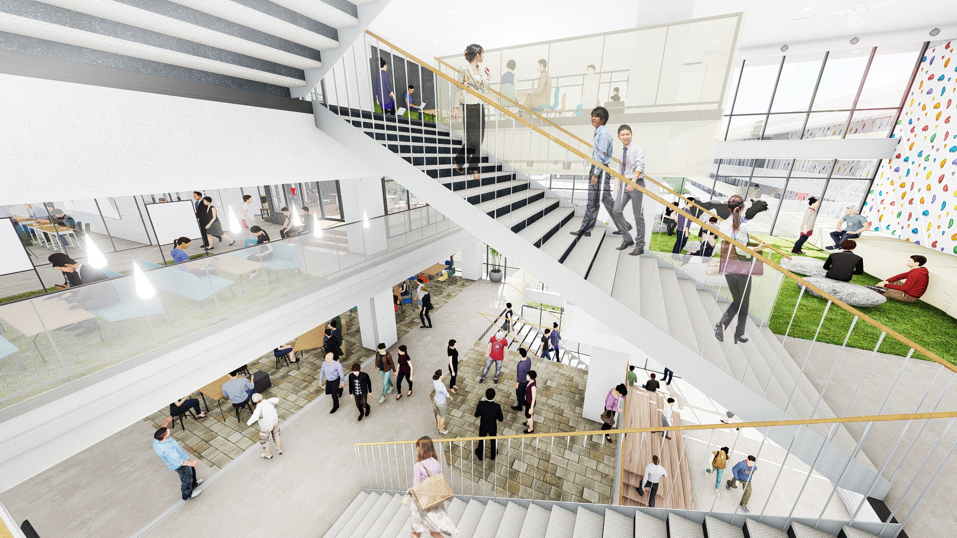 学生同士、学生と教職員との交流を促す空間