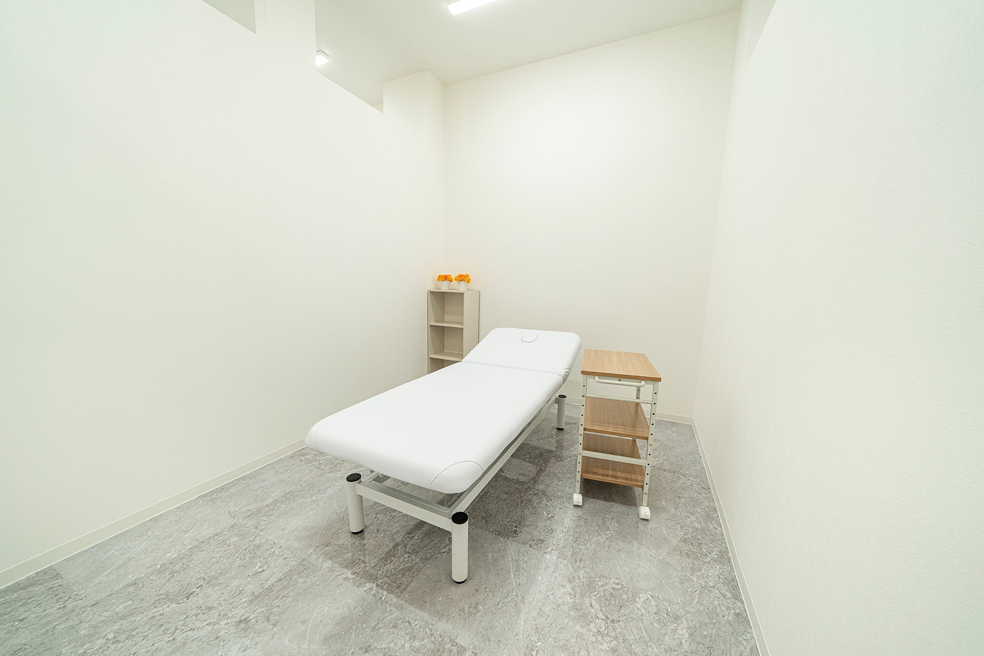 清涼感と機能美を追求した白色の処置室