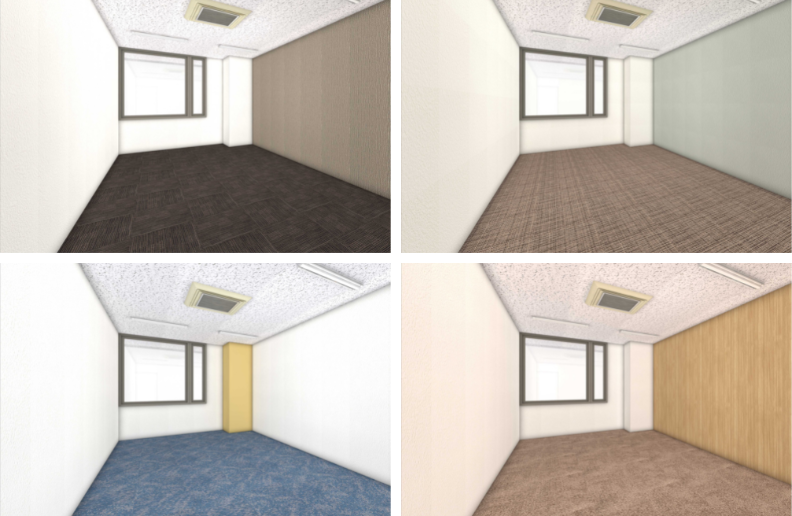 壁と床のカラー変更でデザイン性を高めた「えらべるオフィス」