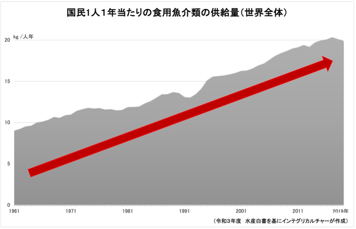 国民1人1年当たりの食用魚介類の供給量