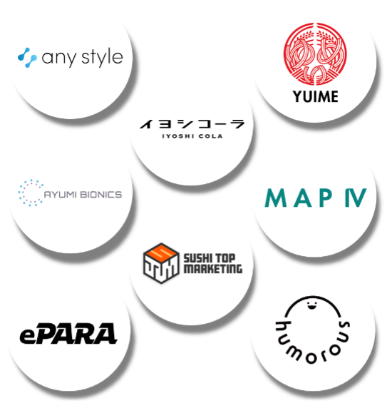 ▲採択8社の企業ロゴ一覧