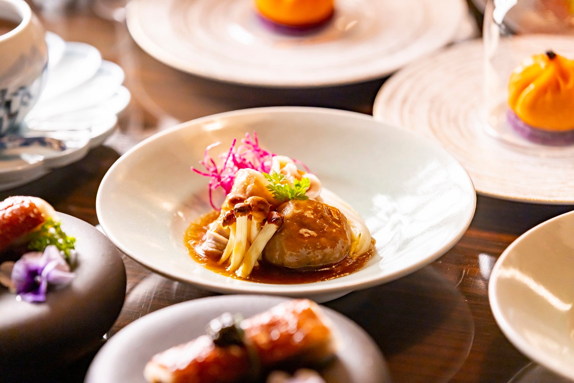 金華豚と鴨団子の柚子胡椒ソース