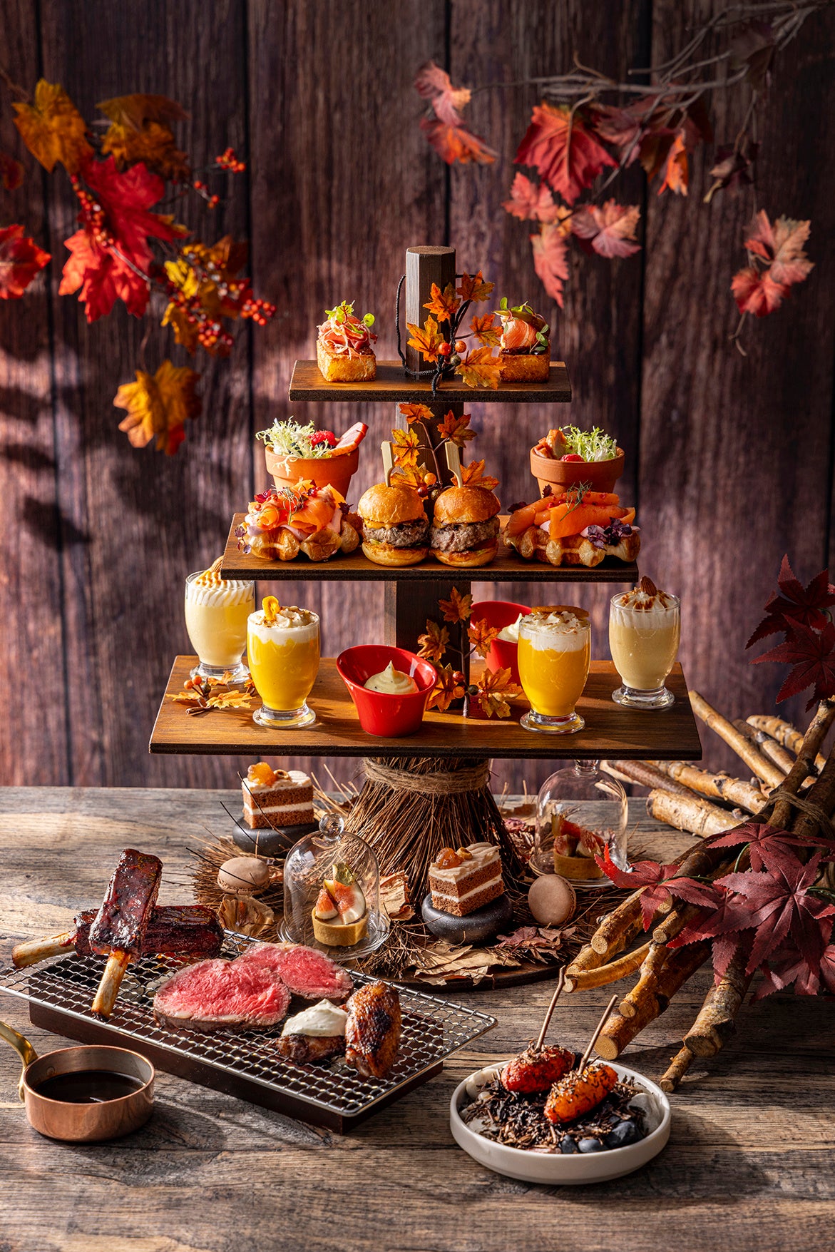 ほうきに乗った秋のお肉アフタヌーン