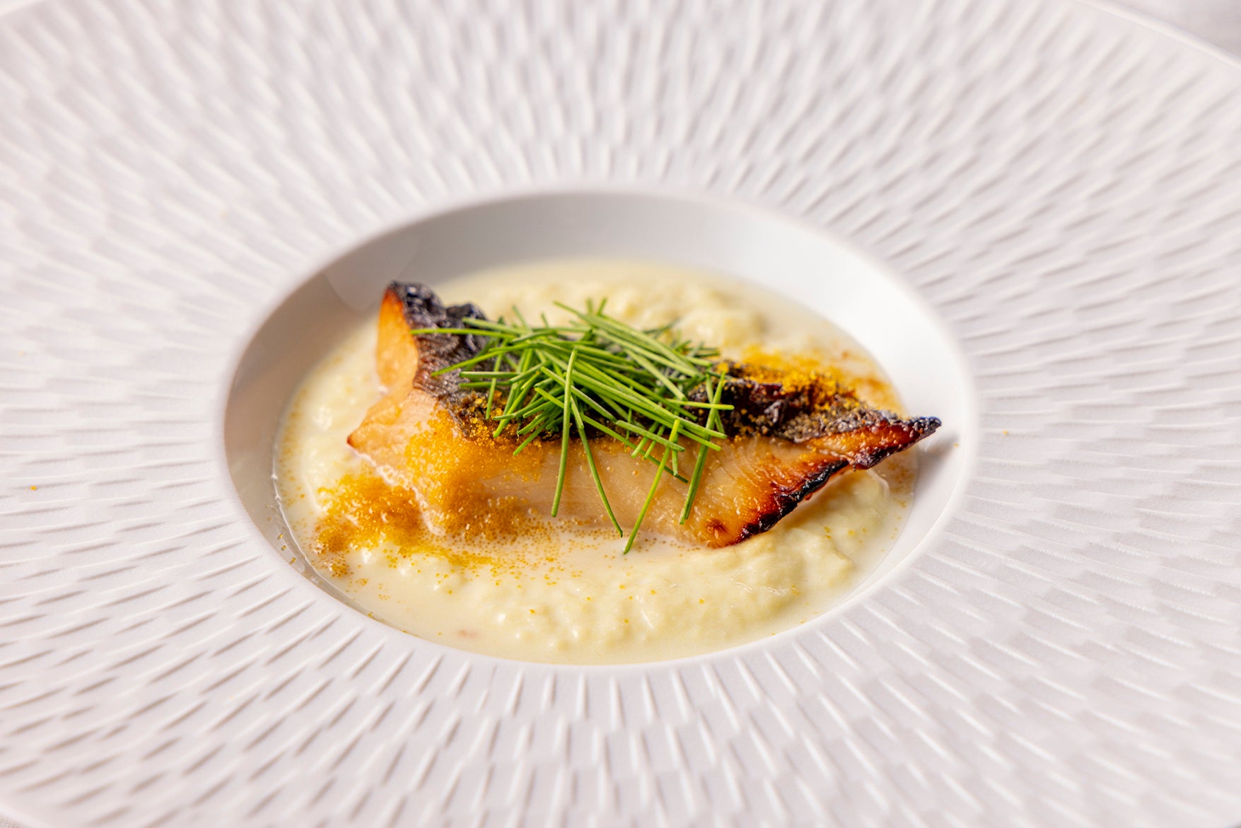 真魚鰹幽庵焼きポアロネギ擦り流し