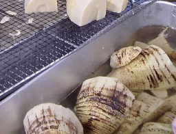 筍は、 表面をバーナーでひとつひとつ焼くことで ⾹ばしさと甘さを引き出しています