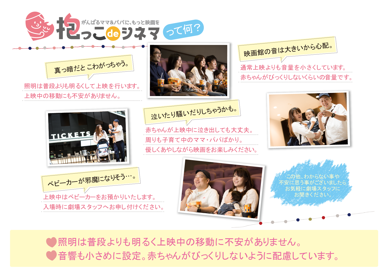 ▲「抱っこ de シネマ」普段映画館を使用しづらい層にも受け入れやすいサービスを展開