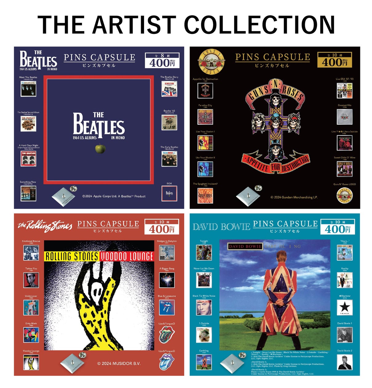 海外アーティストのアルバムジャケットやロゴをデザインしたピンズ 海外アーティストのアルバムジャケットやロゴをデザインしたピンズ