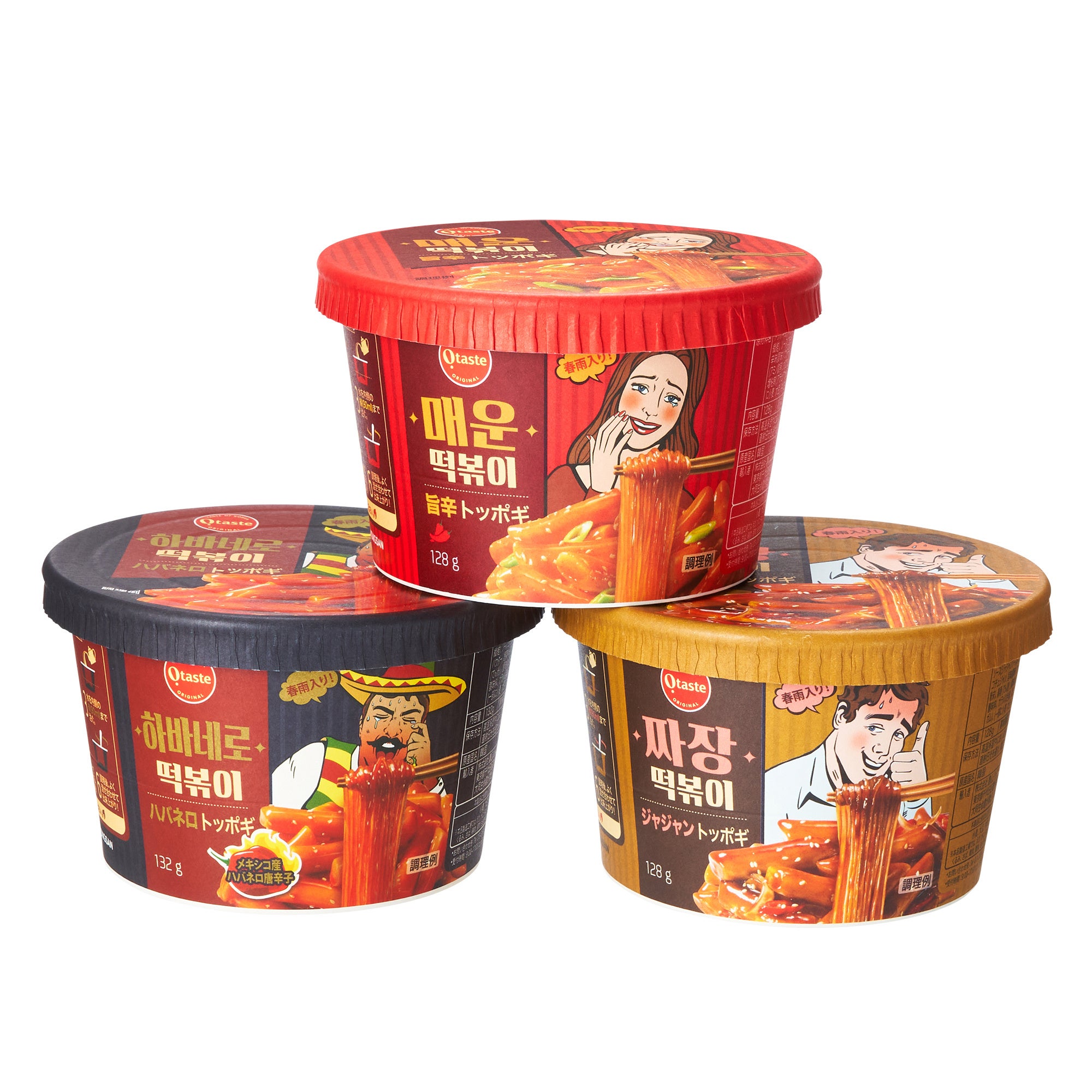 オーテイスト トッポギ＆ヌードル(ハバネロ、旨辛、ジャジャン) 各302円