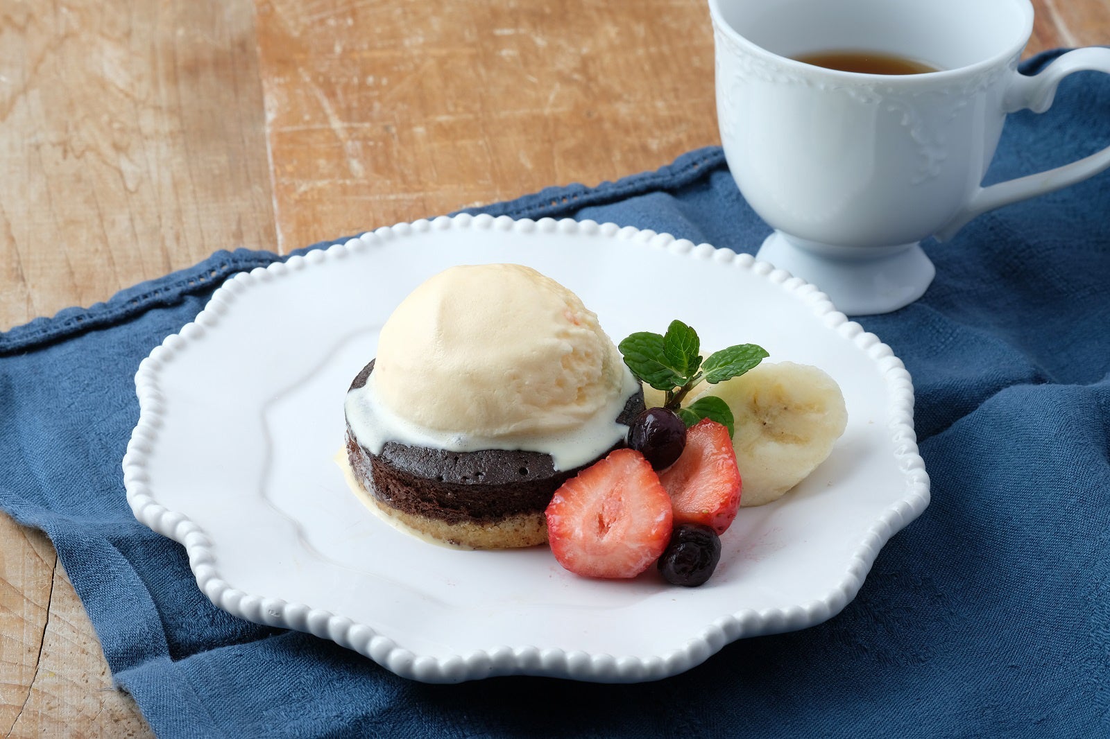 メニューの例：ホットケーキタルトアイスクリーム添え