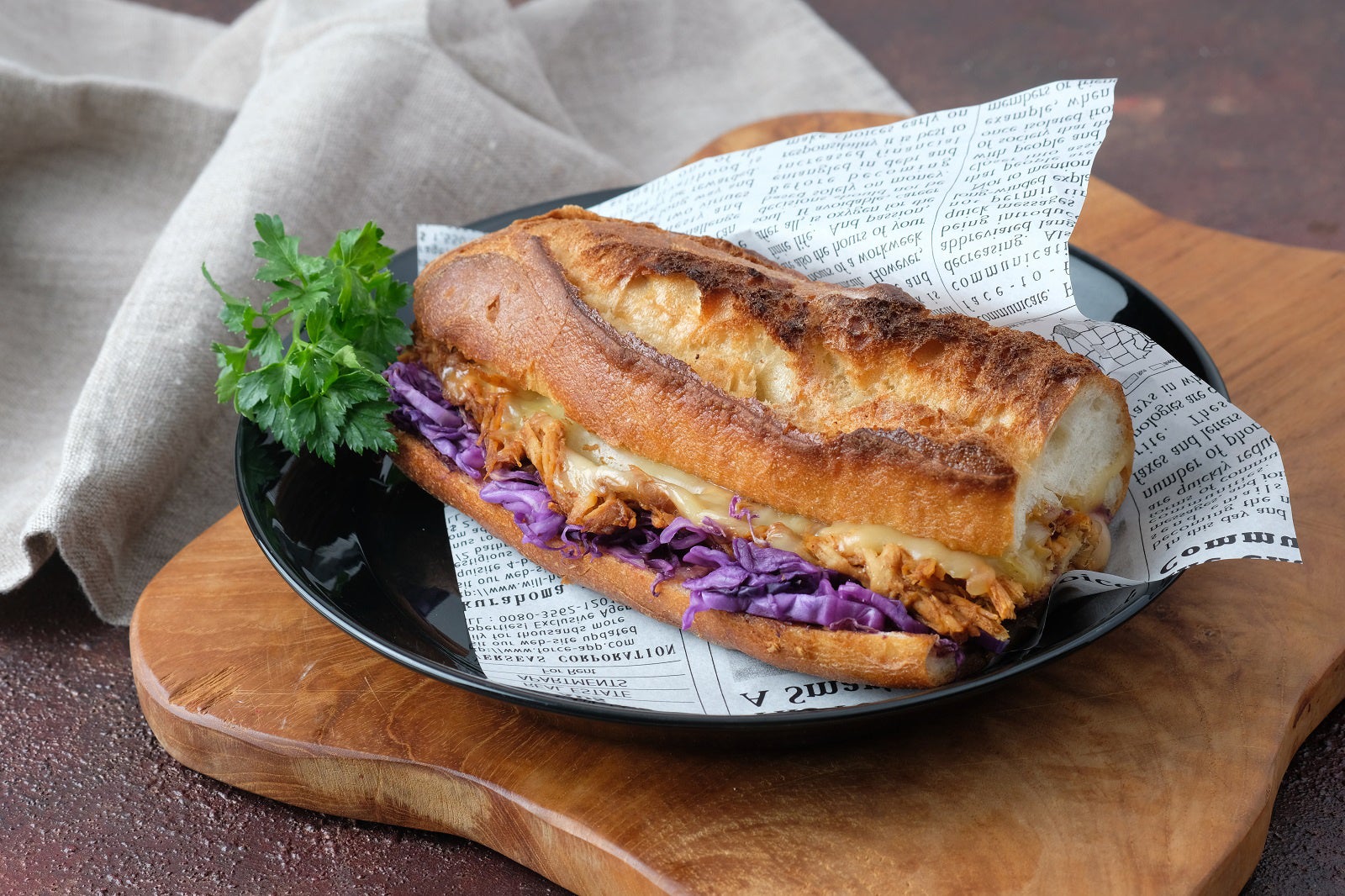 メニューの例：BBQプルドポークサンド