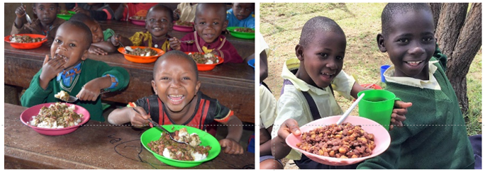 途上国での給食提供の様子