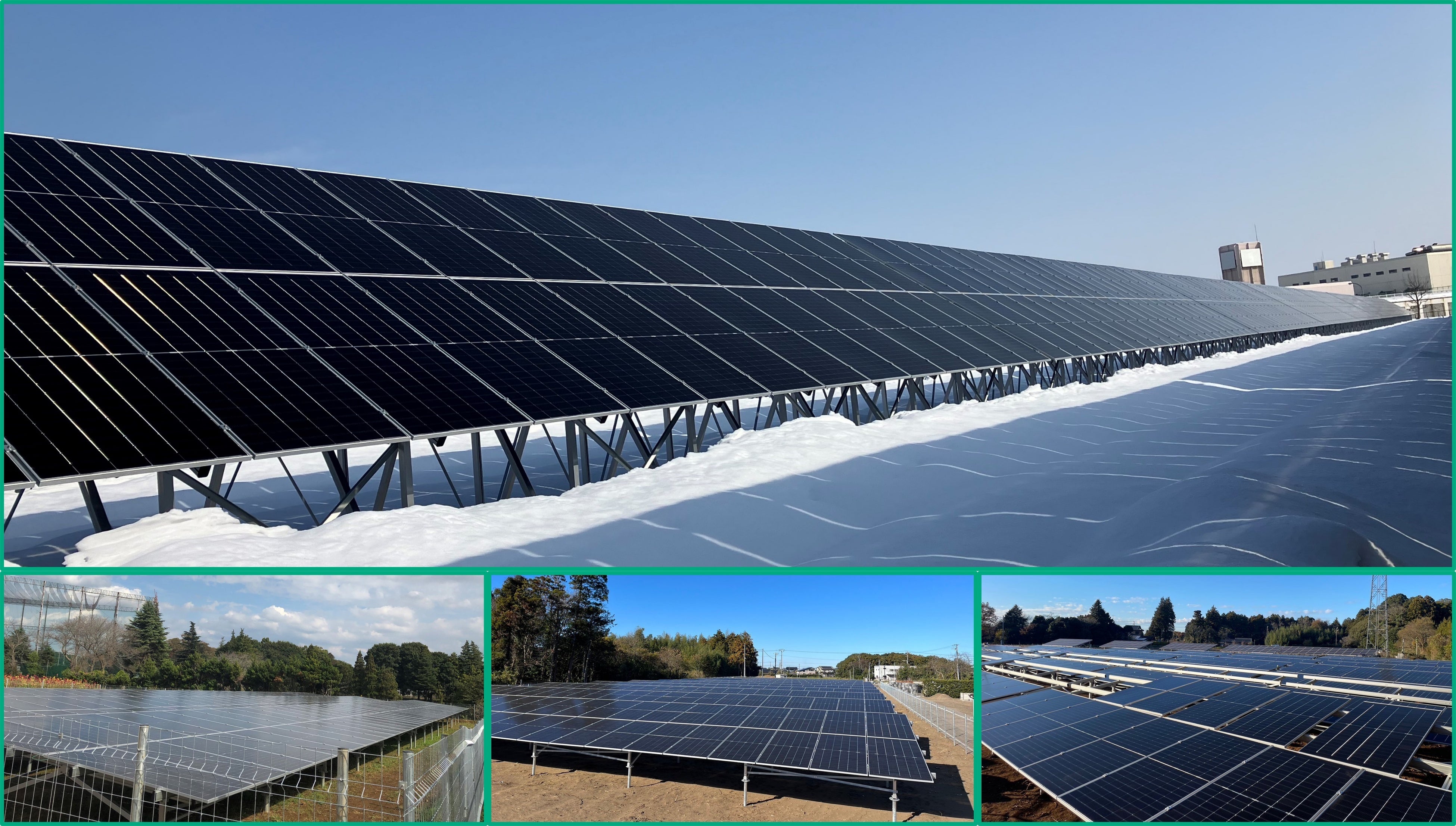 今回の中で最大規模の北海道の札幌市手稲発電所（上）と、千葉県の3カ所の発電所。下段左から、印西市船尾発電所、横芝光町木戸発電所、神崎町古原発電所