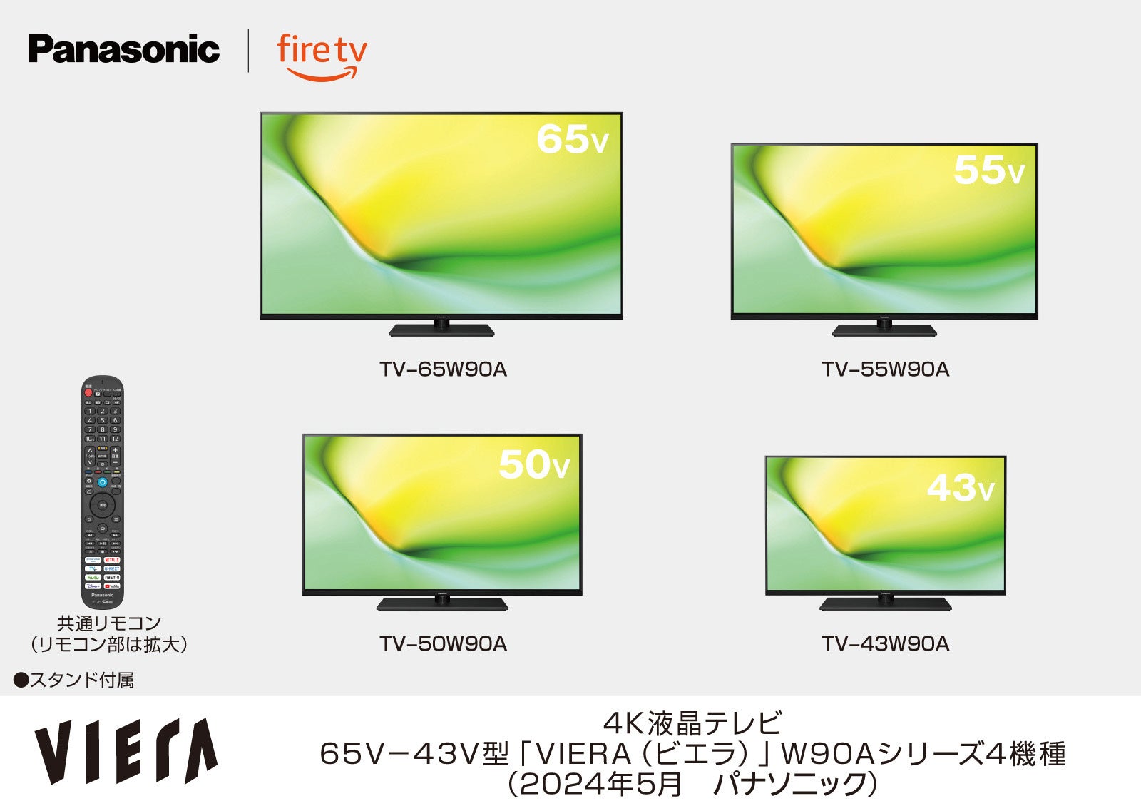 4K液晶テレビ 65V－43V型「VIERA（ビエラ）」W90Aシリーズ4機種