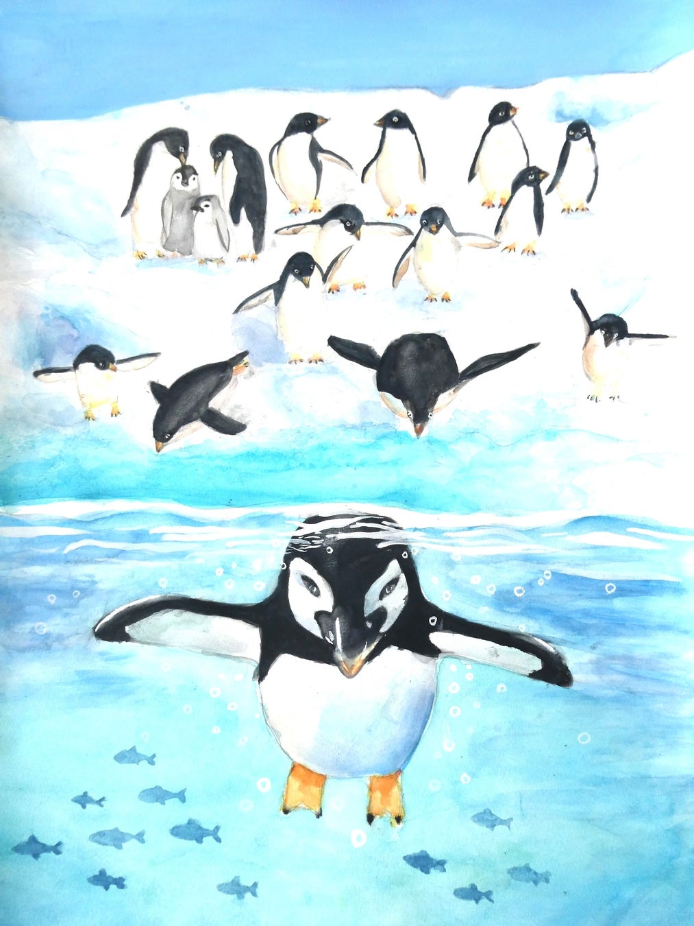 【優秀賞】「ペンギンたちの南極」辻 茜里さん(5年生)
