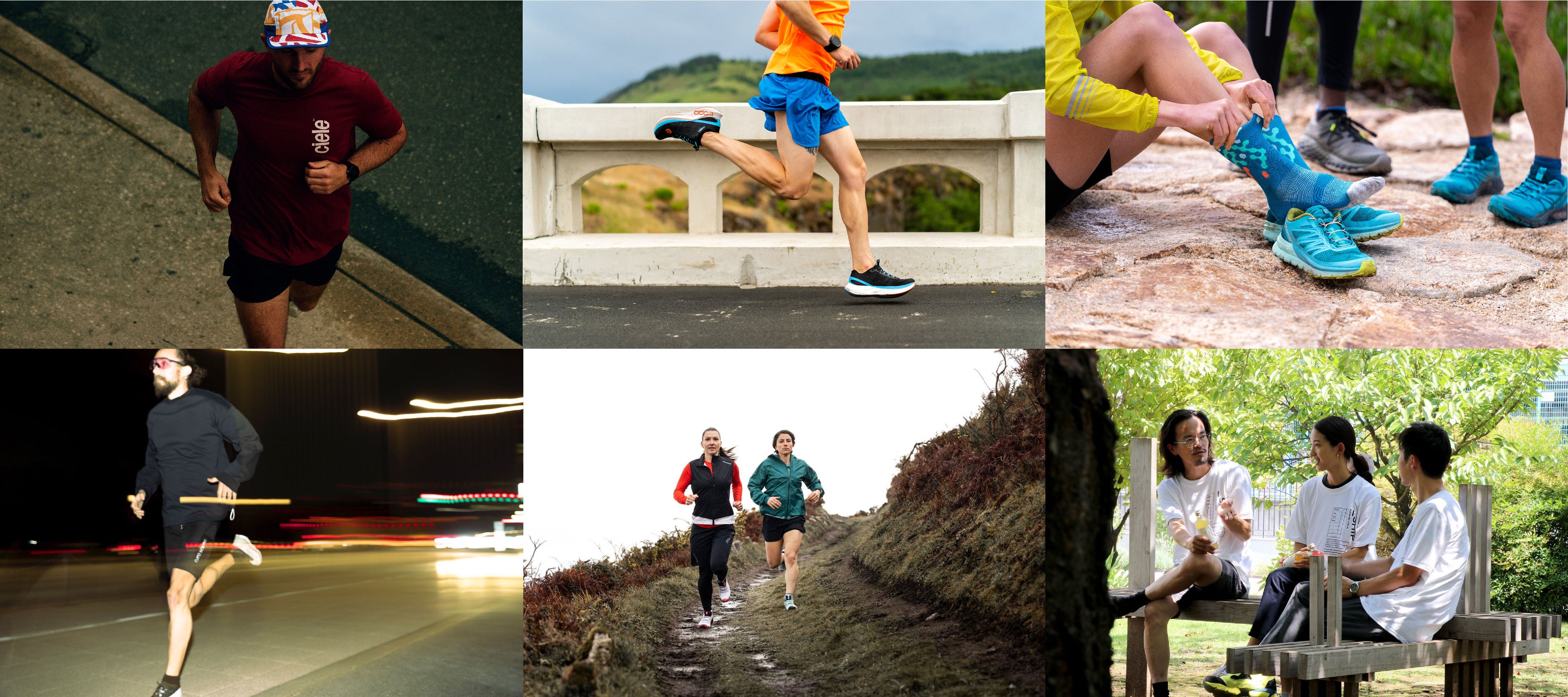 左上からCiele Athletics™、Topo Athletic®、Feetures®、(un)scene lab、Salomon、_SHIP