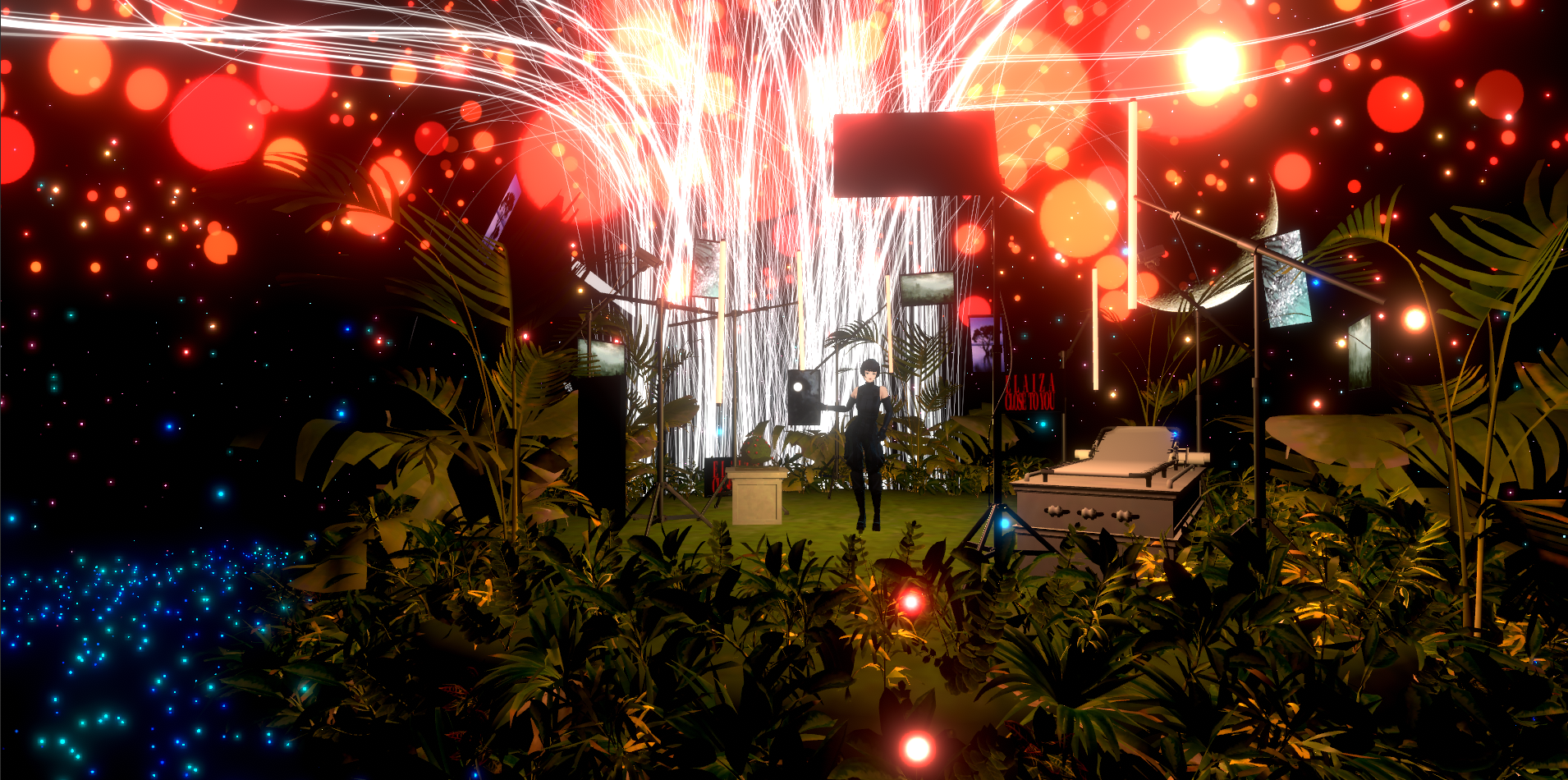 ▲ BEAMSバーチャルショップ2階のELAIZAバーチャルライブステージ