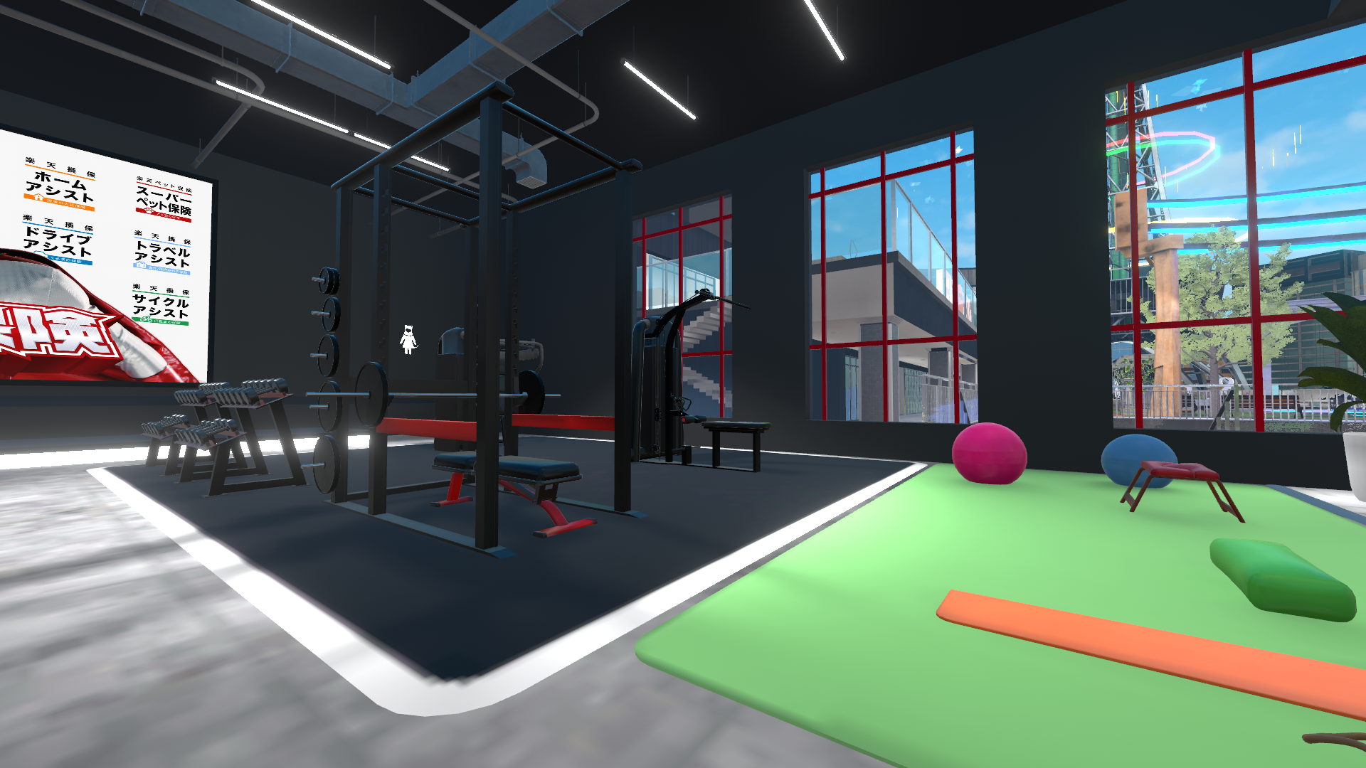 様々なトレーニング機材が並ぶ1階